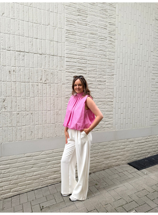 Florence Striped Bow Top Pink