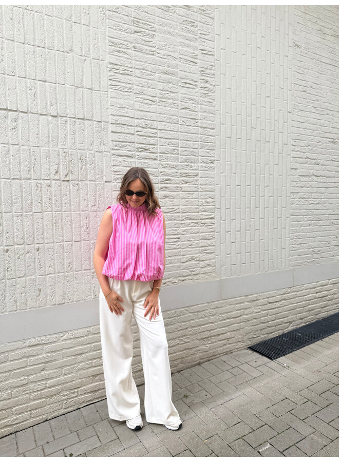 Florence Striped Bow Top Pink