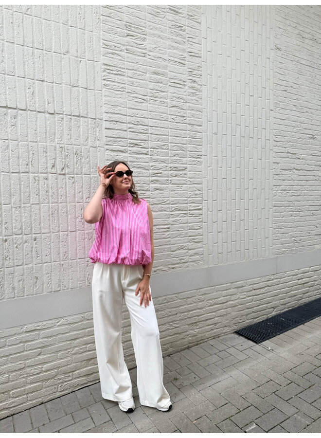 Florence Striped Bow Top Pink