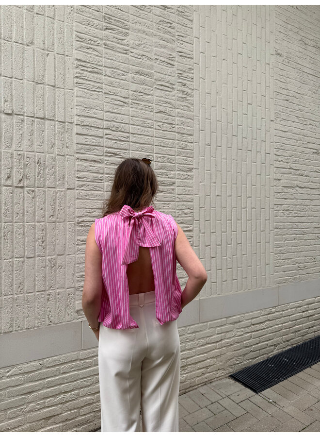 Florence Striped Bow Top Pink