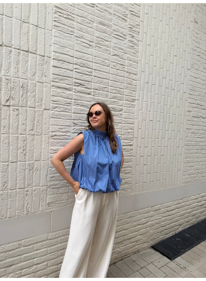 Florence Striped Bow Top Blue