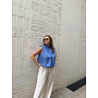 Florence Striped Bow Top Blue