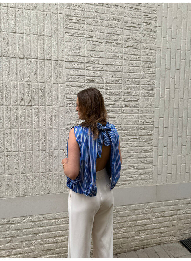 Florence Striped Bow Top Blue