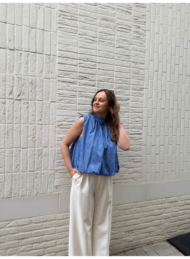 Florence Striped Bow Top Blue