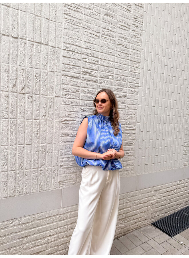Florence Striped Bow Top Blue