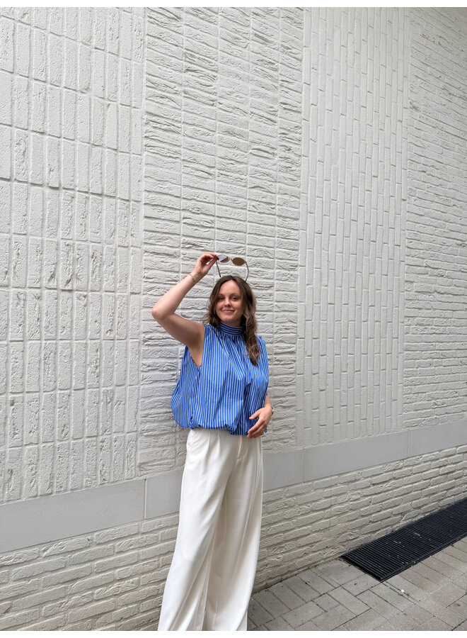 Florence Striped Bow Top Blue