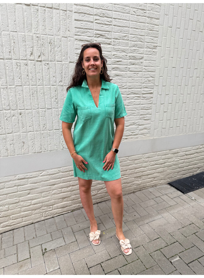 Yalenka Denim Dress Bright Green
