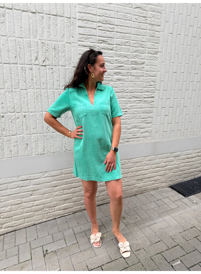 Yalenka Denim Dress Bright Green