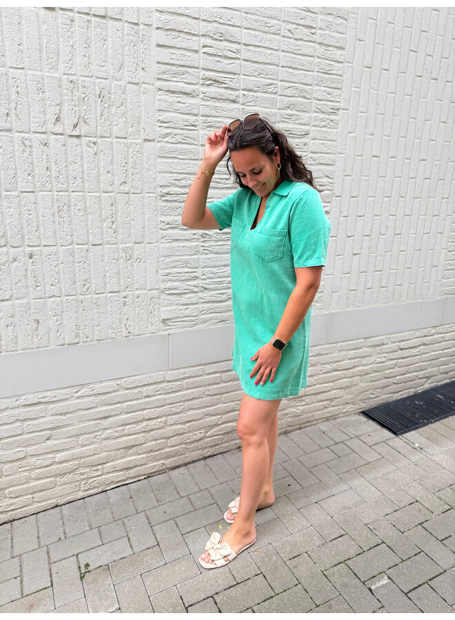 Yalenka Denim Dress Bright Green