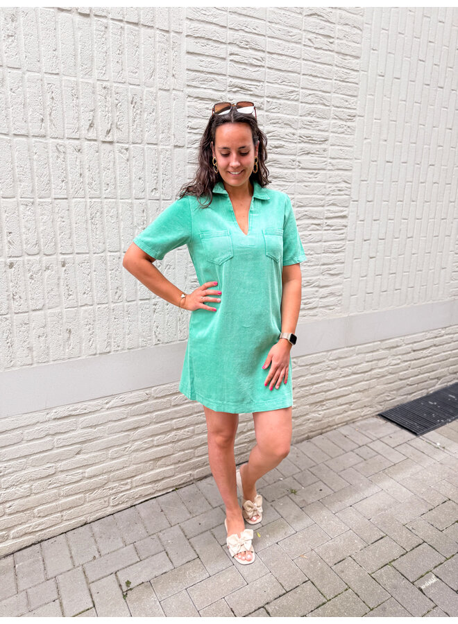 Yalenka Denim Dress Bright Green