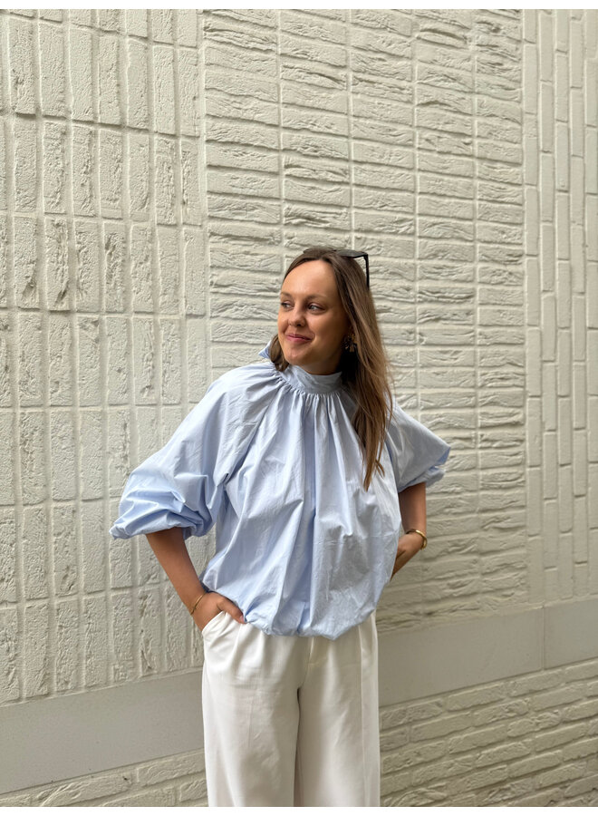 Olivia Bow Blouse Blue