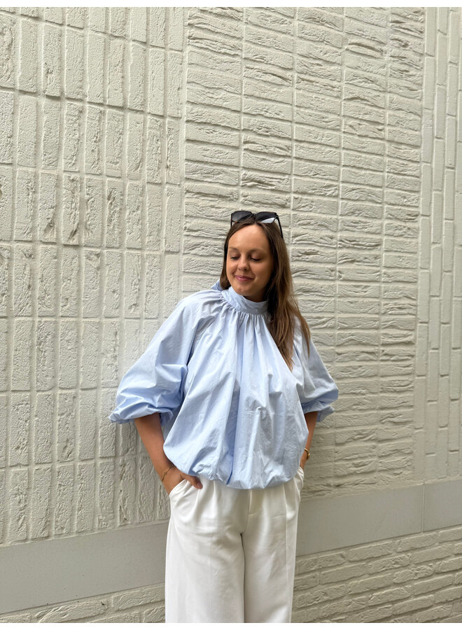 Olivia Bow Blouse Blue