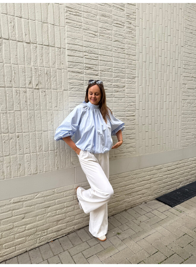 Olivia Bow Blouse Blue