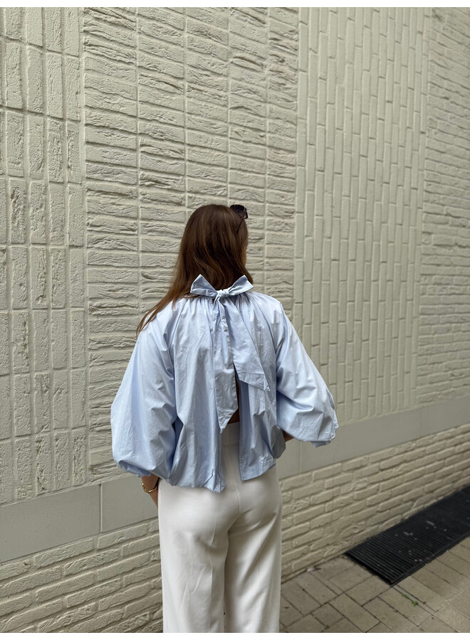 Olivia Bow Blouse Blue
