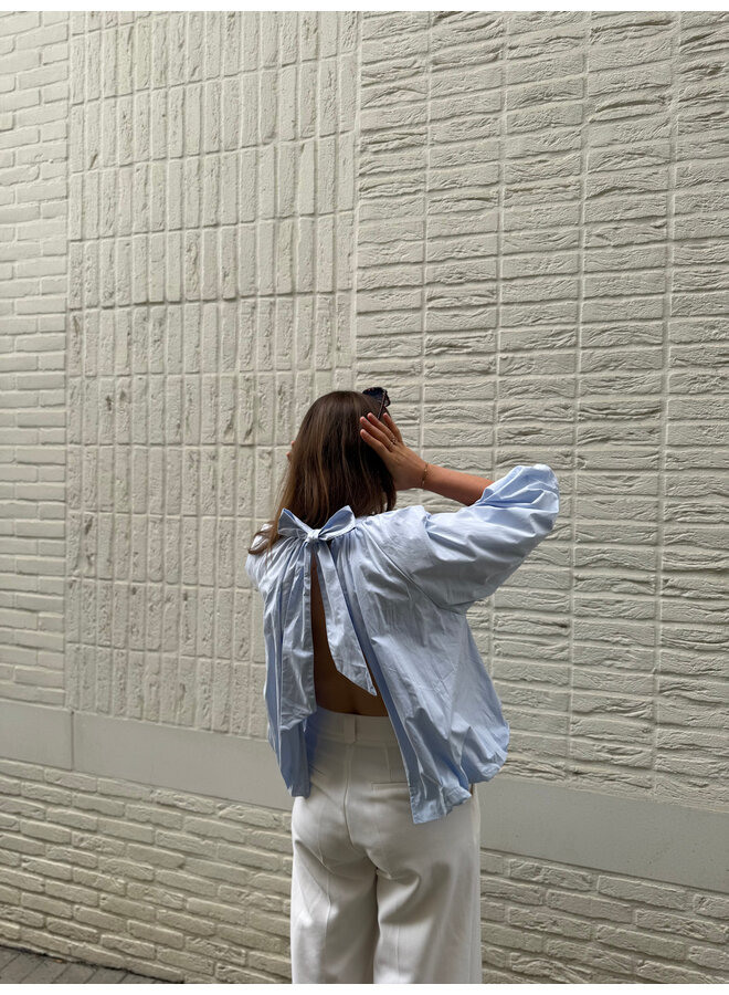 Olivia Bow Blouse Blue