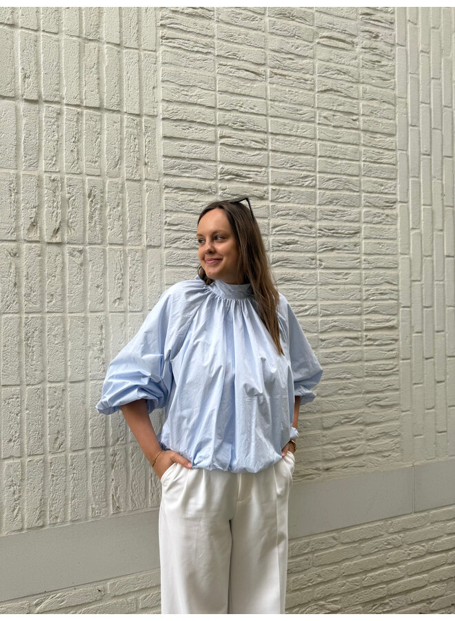Olivia Bow Blouse Blue