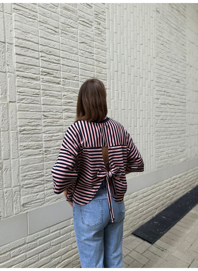 Millie Bow Striped T-Shirt Blue