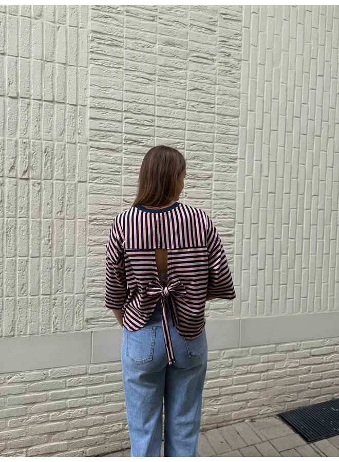 Millie Bow Striped T-Shirt Blue