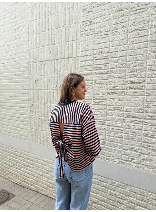 Millie Bow Striped T-Shirt Blue