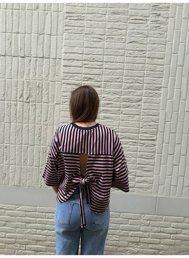 Millie Bow Striped T-Shirt Blue