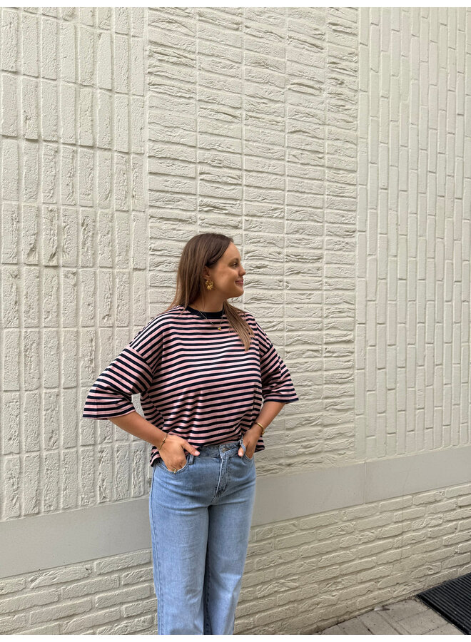 Millie Bow Striped T-Shirt Blue