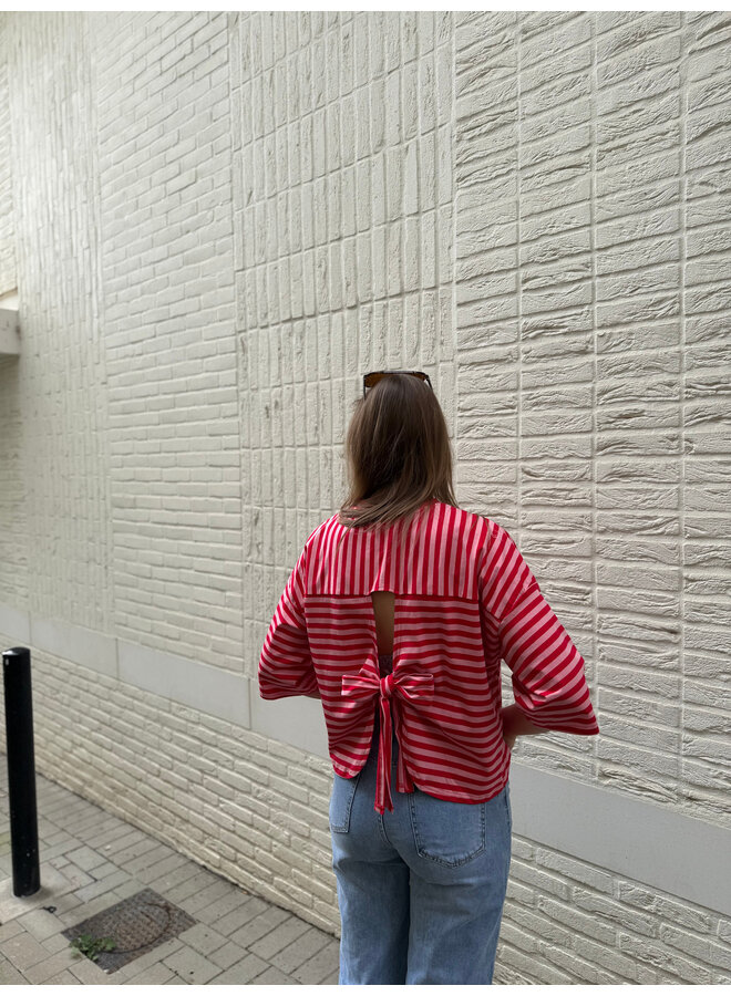 Millie Bow Striped T-Shirt Red