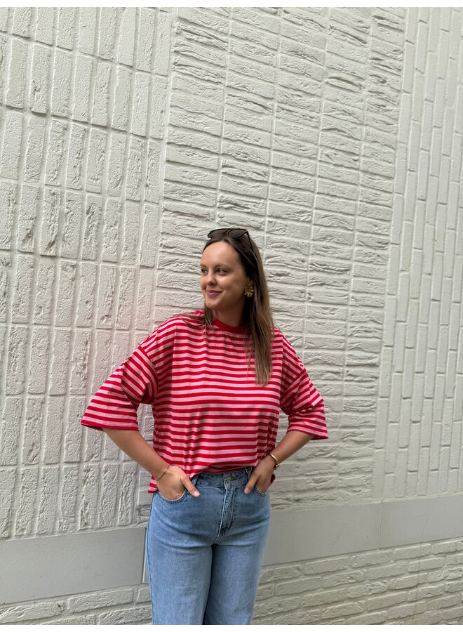 Millie Bow Striped T-Shirt Red