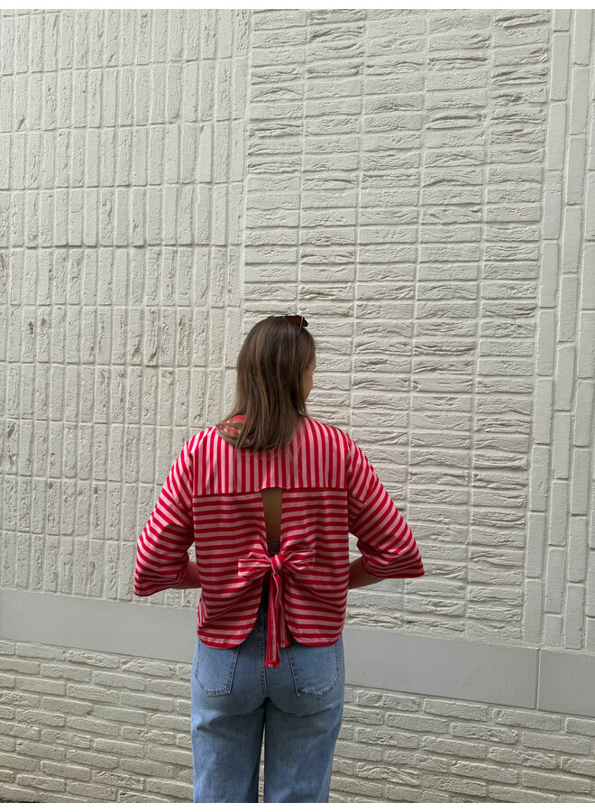 Millie Bow Striped T-Shirt Red