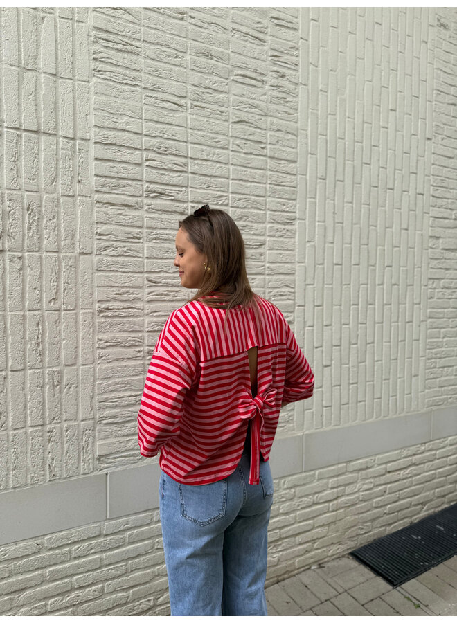 Millie Bow Striped T-Shirt Red