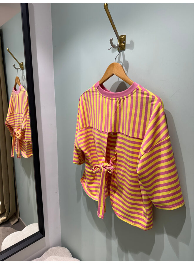 Millie Bow Striped T-Shirt Yellow