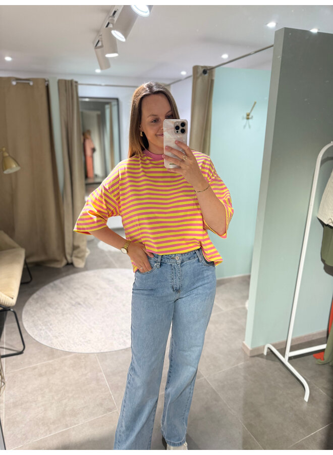 Millie Bow Striped T-Shirt Yellow