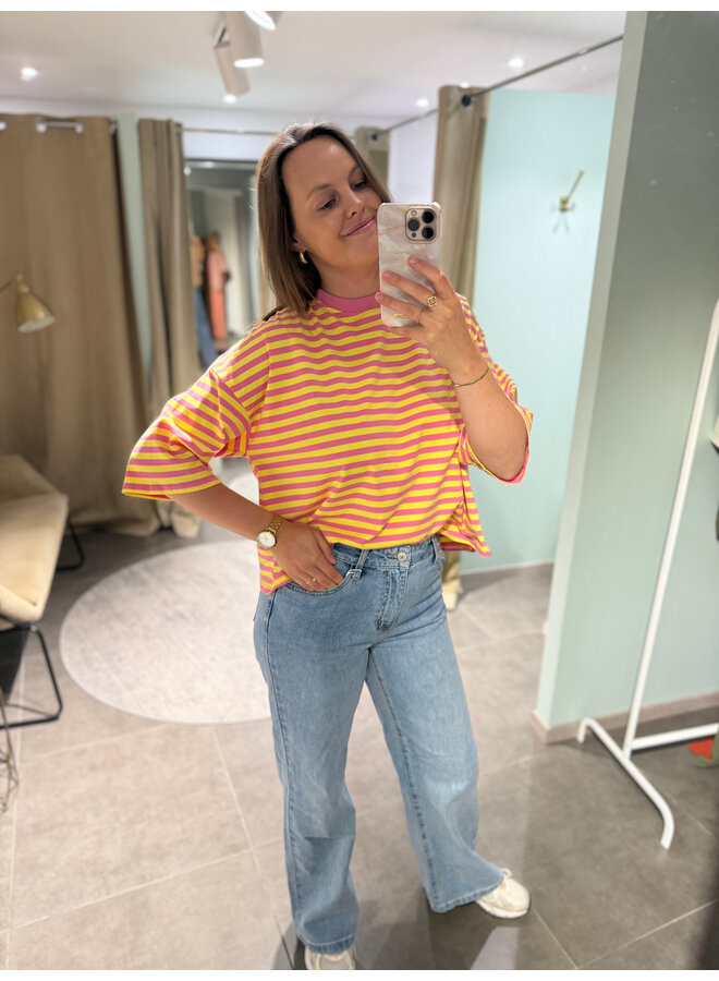 Millie Bow Striped T-Shirt Yellow