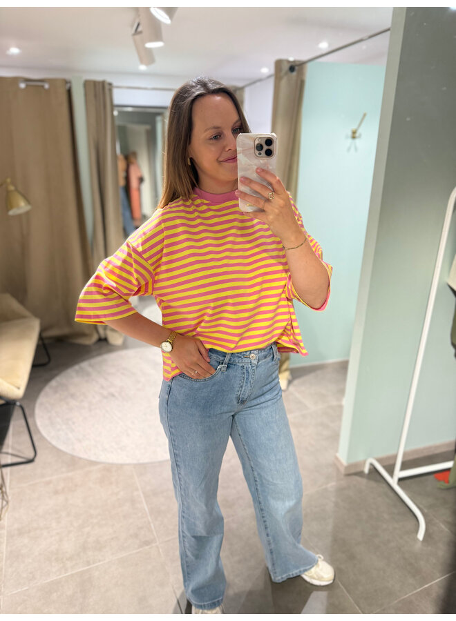 Millie Bow Striped T-Shirt Yellow