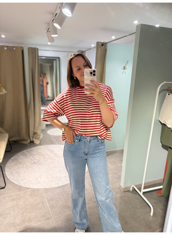 Millie Bow Striped T-Shirt Terracotta
