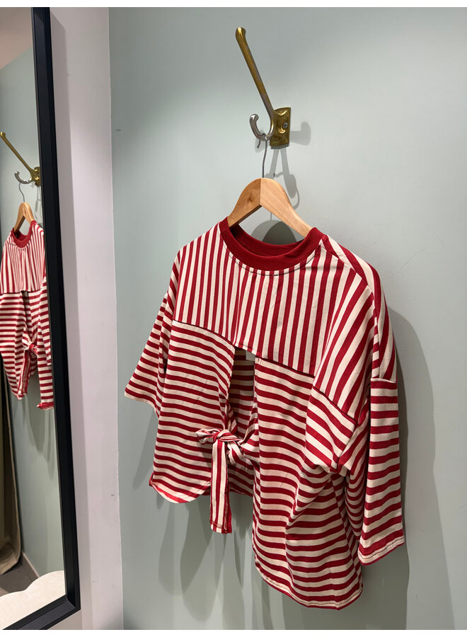 Millie Bow Striped T-Shirt Terracotta