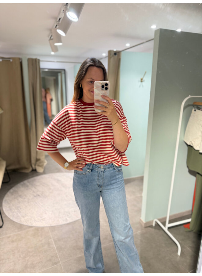 Millie Bow Striped T-Shirt Terracotta