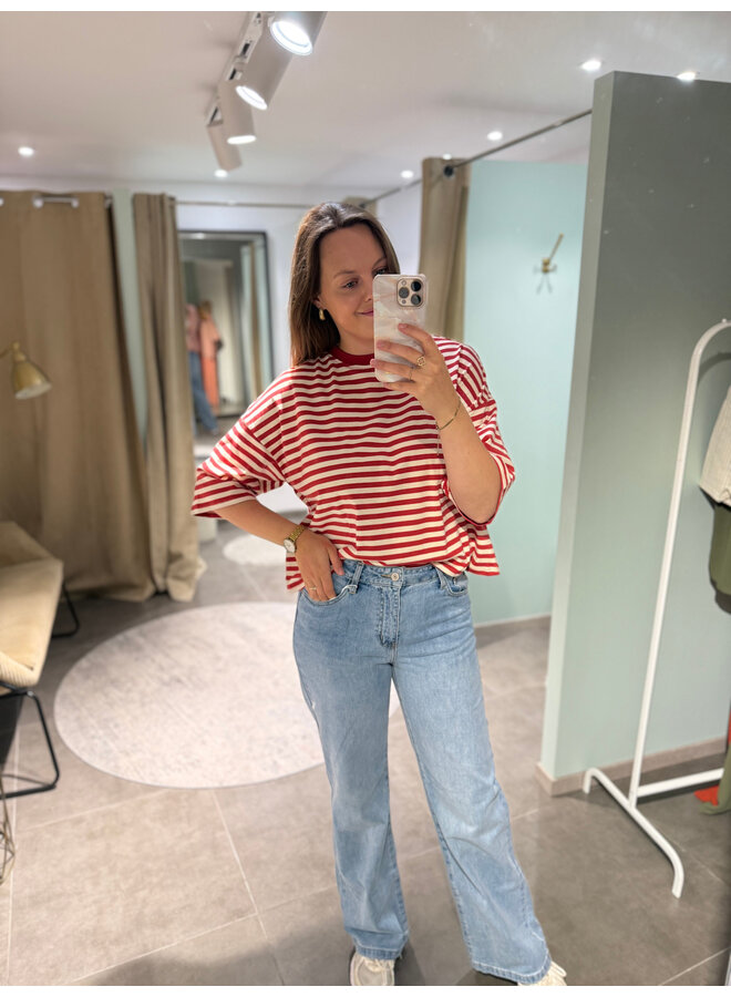 Millie Bow Striped T-Shirt Terracotta