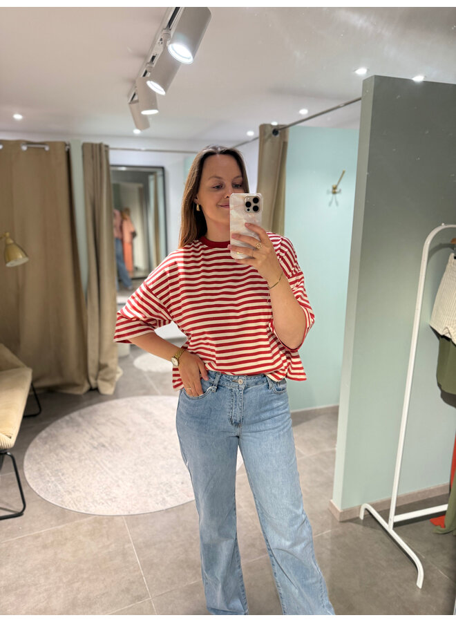 Millie Bow Striped T-Shirt Terracotta