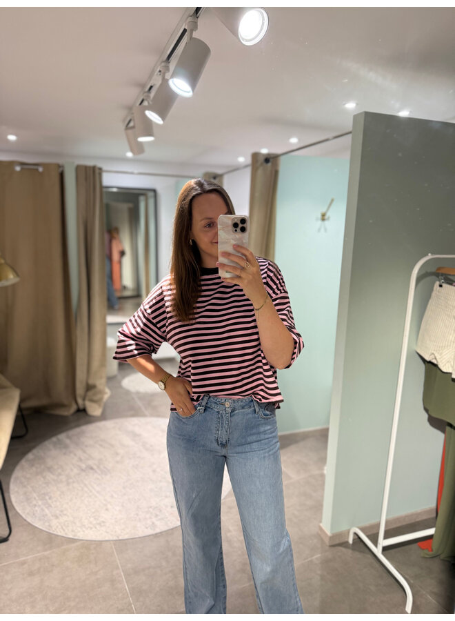 Millie Bow Striped T-Shirt Brown