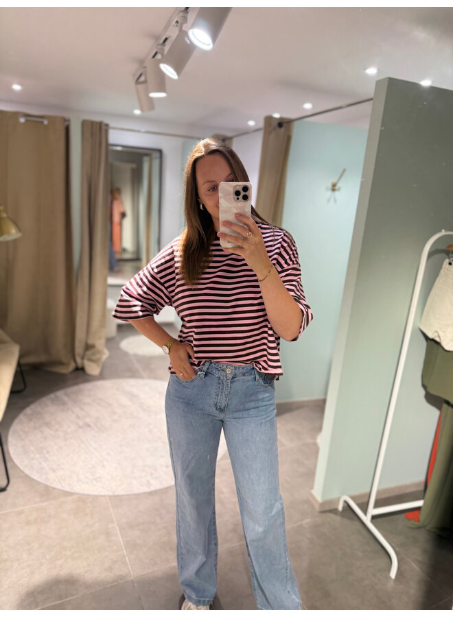 Millie Bow Striped T-Shirt Brown