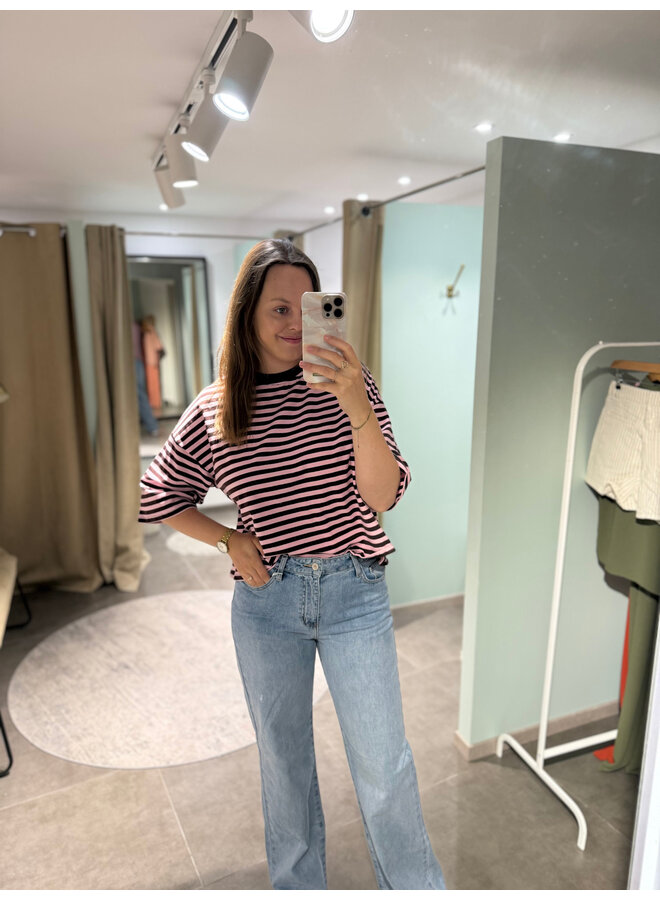 Millie Bow Striped T-Shirt Brown