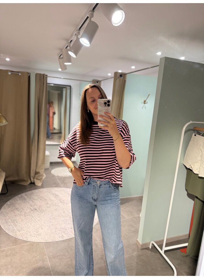 Millie Bow Striped T-Shirt Brown