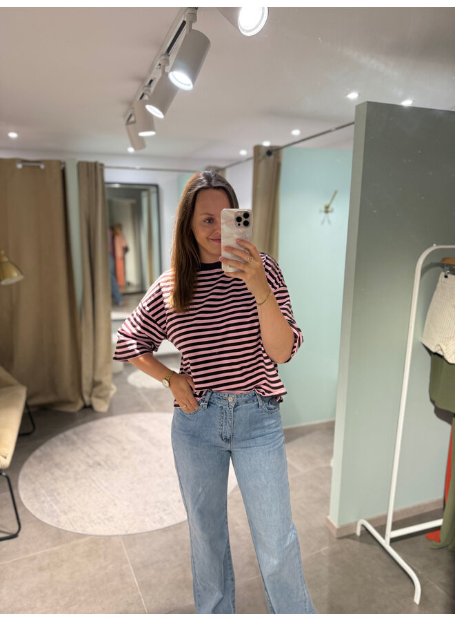 Millie Bow Striped T-Shirt Brown