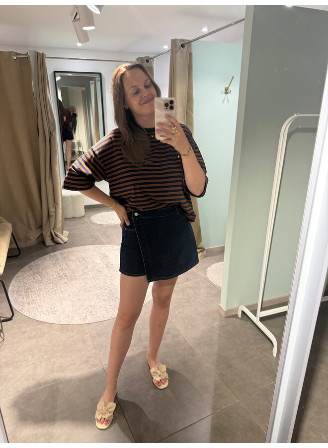 Millie Bow Striped T-Shirt Dark Brown