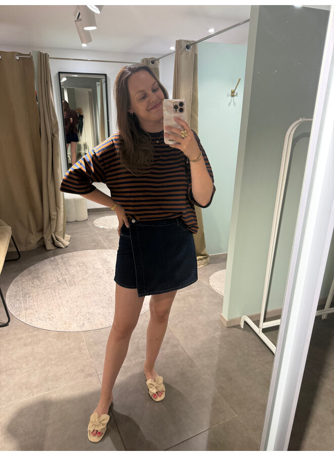 Millie Bow Striped T-Shirt Dark Brown