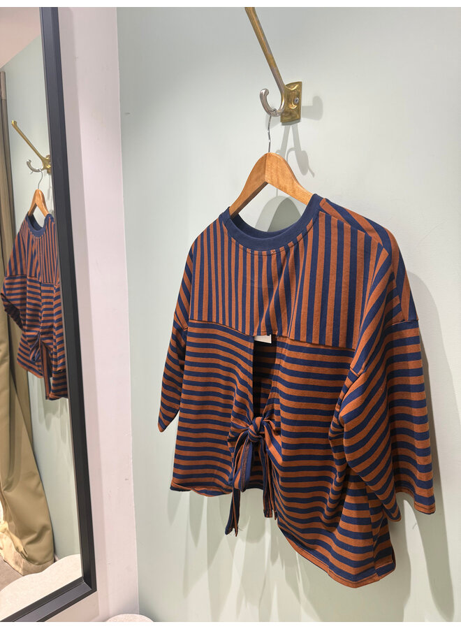 Millie Bow Striped T-Shirt Dark Brown