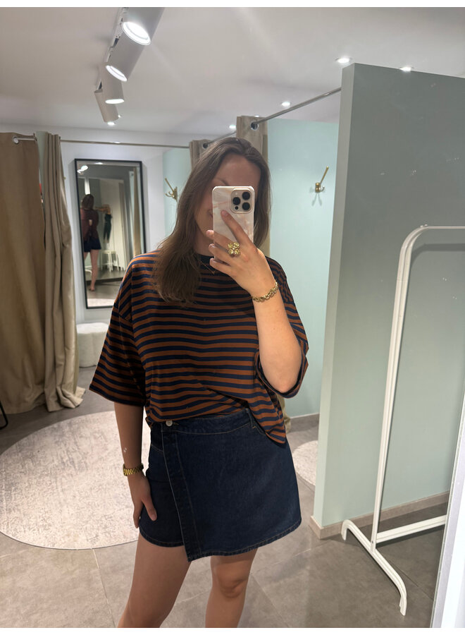 Millie Bow Striped T-Shirt Dark Brown