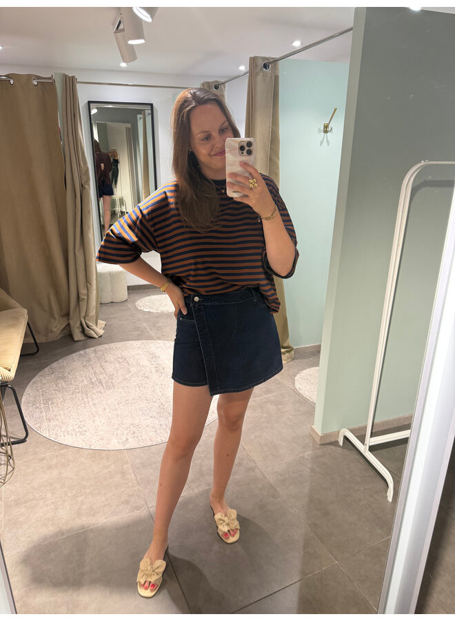 Millie Bow Striped T-Shirt Dark Brown