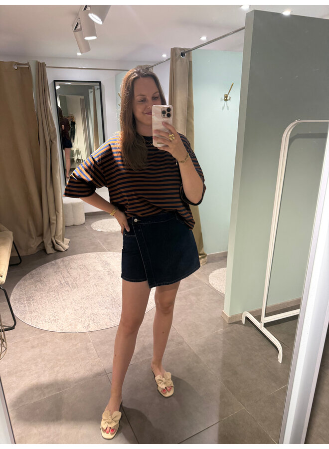 Millie Bow Striped T-Shirt Dark Brown