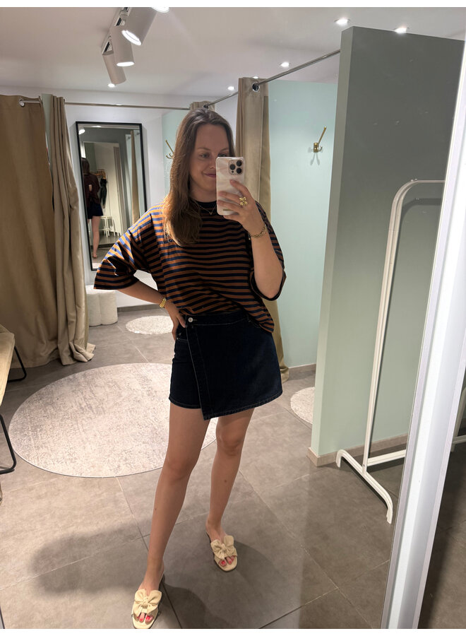 Millie Bow Striped T-Shirt Dark Brown